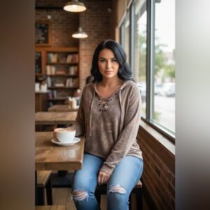 Wild pearl oversized Lace-Up Tie-Dye Women sweater